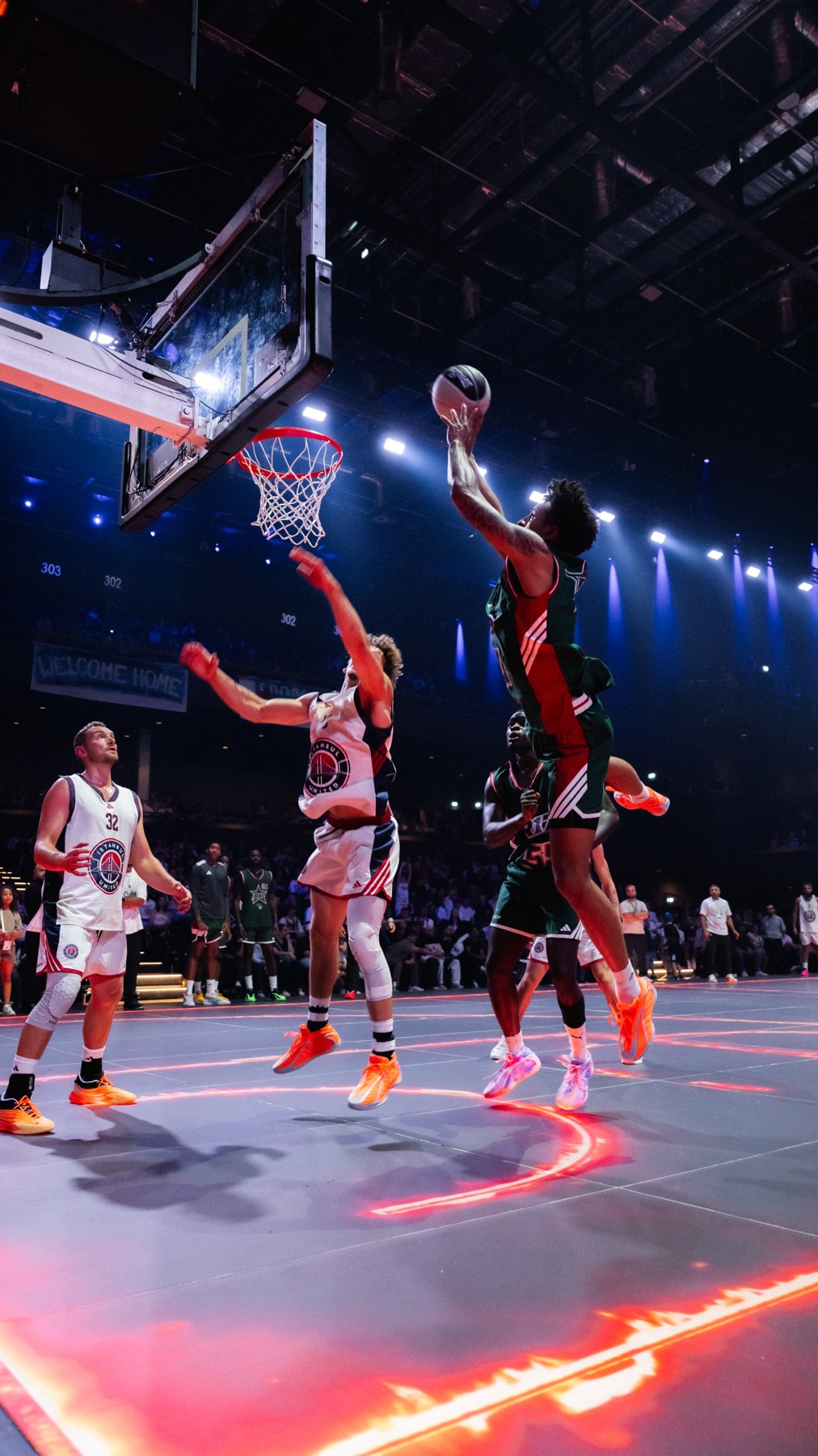 A player rising to the basket in Berlin
