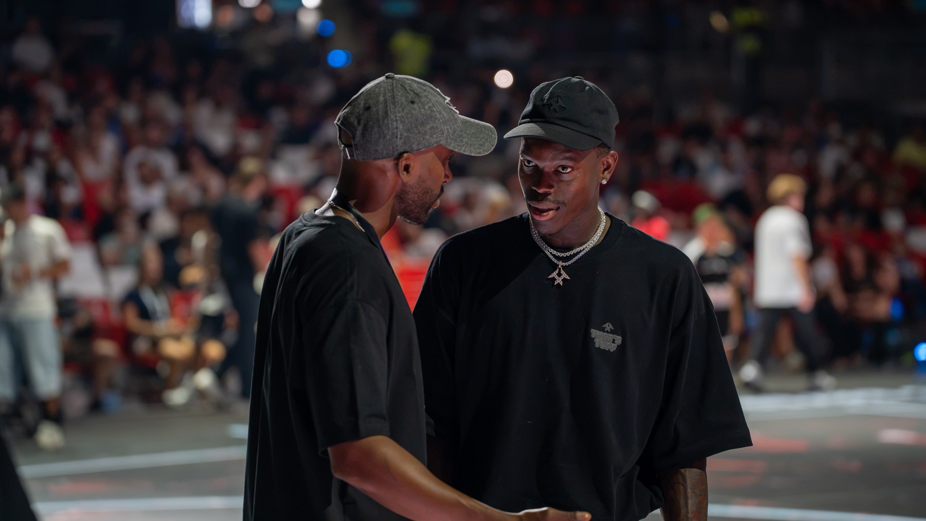 Dennis Schröder in conversation courtside